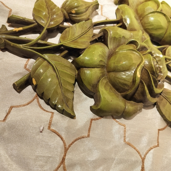 Rare Pair Vintage 1962 Syroco Flower Wall Hanging Plaque A-4460 & B-4460 Floral - Picture 4 of 10